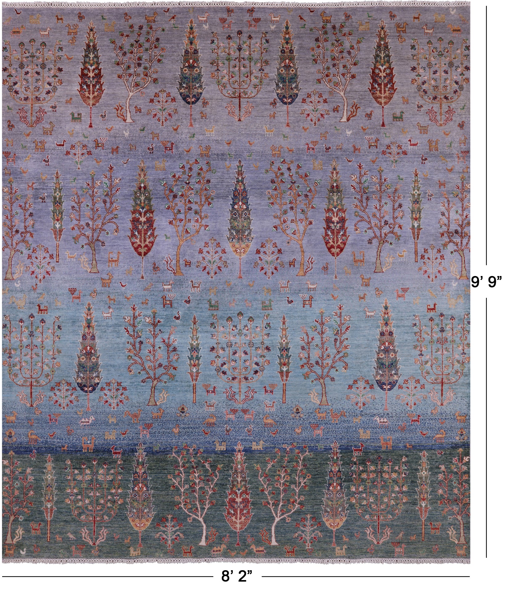 Tribal Persian Gabbeh Handmade Wool Rug - 8' 2" X 9' 9" - Golden Nile