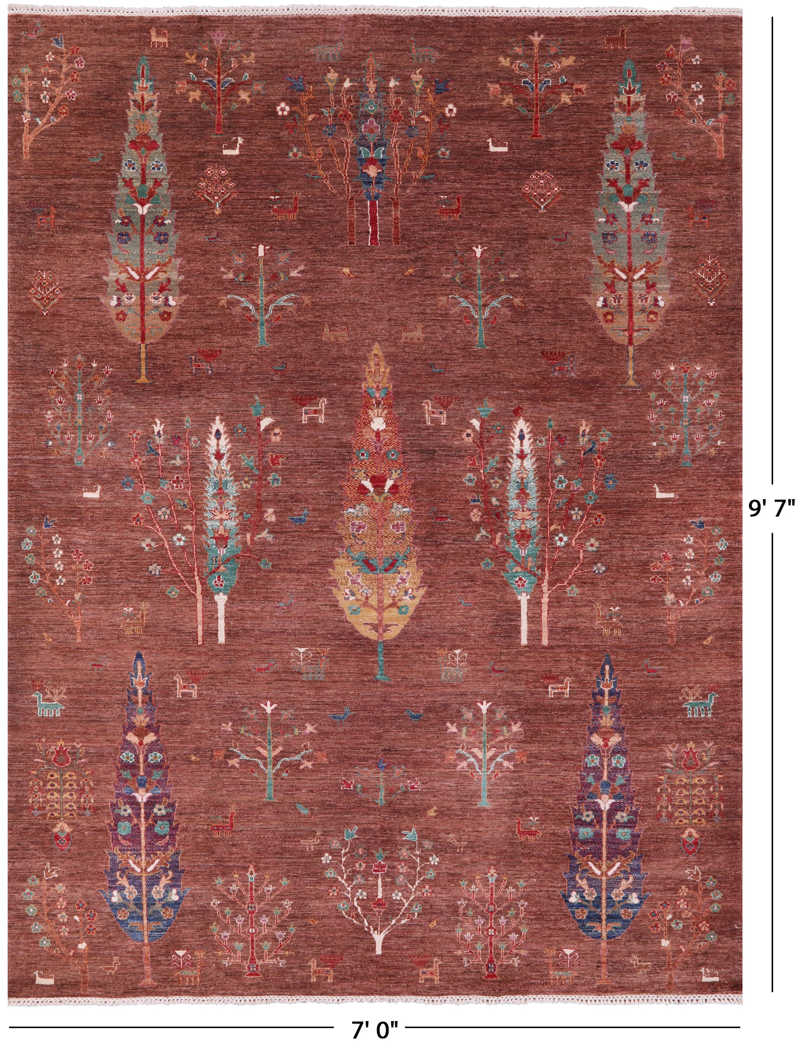 Brown Tribal Persian Gabbeh Hand Knotted Wool Rug - 7' 0" X 9' 7" - Golden Nile