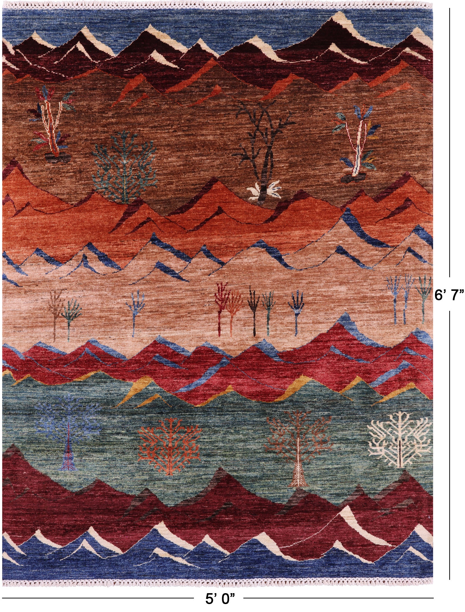 Tribal Persian Gabbeh Hand Knotted Wool Rug - 5' 0" X 6' 7" - Golden Nile