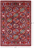 Red Turkmen Ersari Hand Knotted Wool Rug - 4' 1" X 6' 1" - Golden Nile