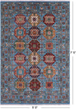 Blue Turkmen Ersari Hand Knotted Wool Rug - 5' 0" X 7' 5" - Golden Nile