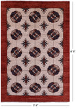 Ivory Turkmen Ersari Hand Knotted Wool Rug - 5' 6" X 8' 3" - Golden Nile