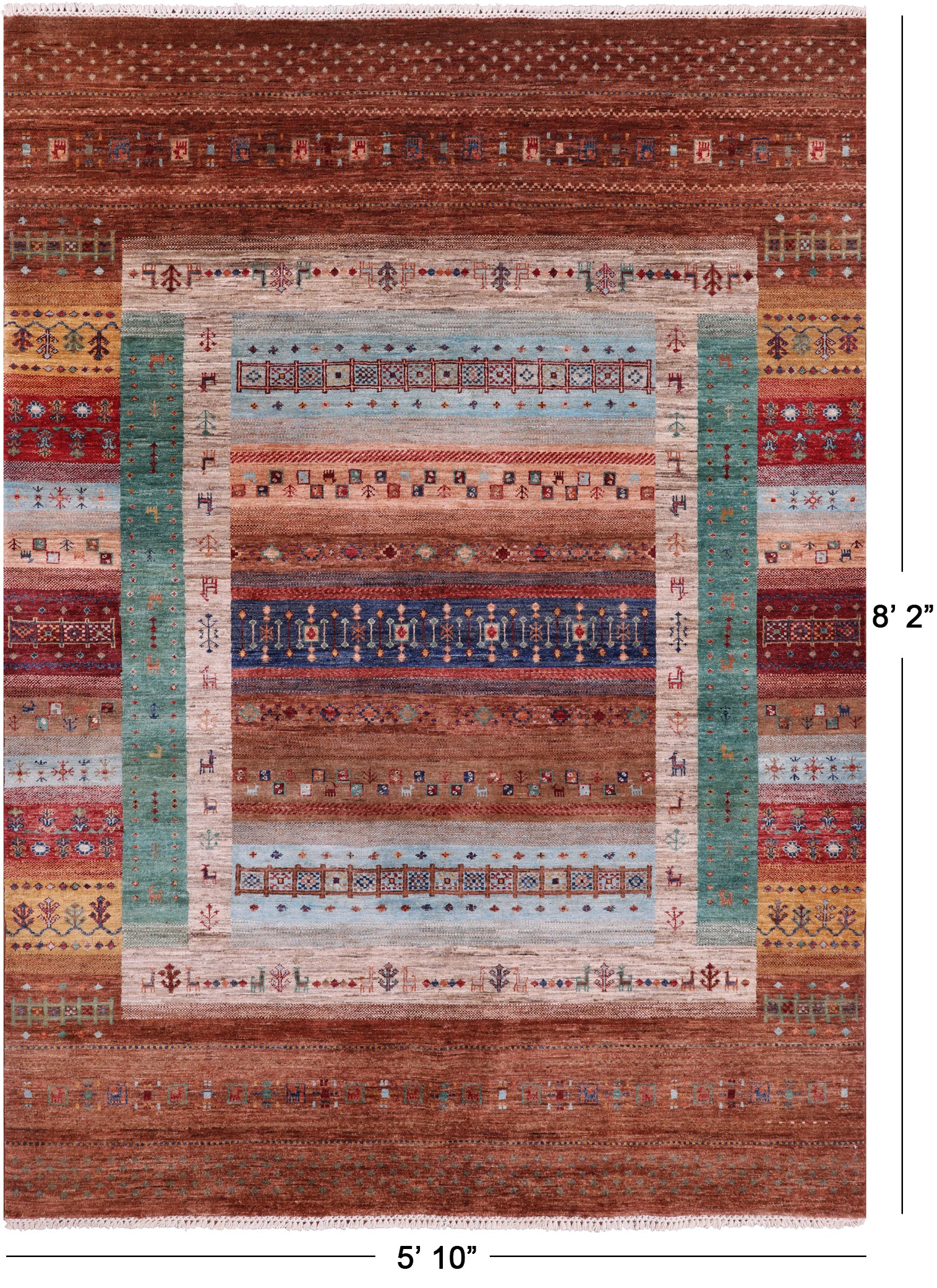 Tribal Persian Gabbeh Hand Knotted Wool Rug - 5' 10" X 8' 2" - Golden Nile