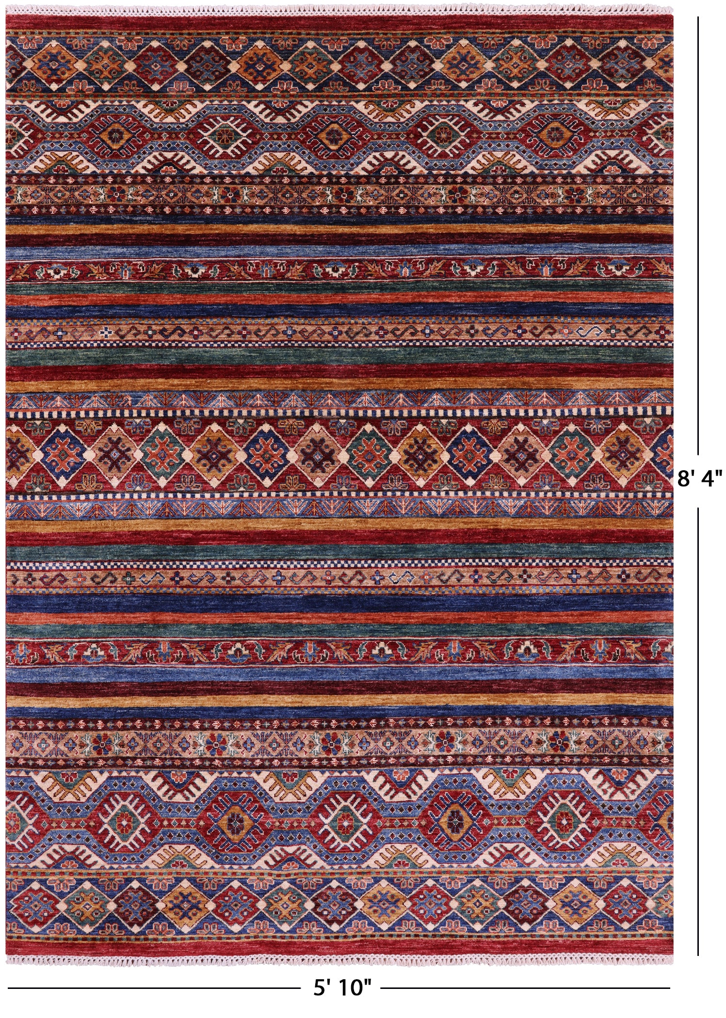 Khorjin Persian Gabbeh Hand Knotted Wool Rug - 5' 10" X 8' 4" - Golden Nile