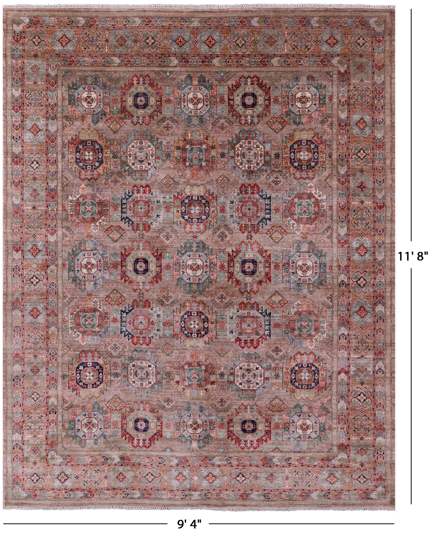 Turkmen Ersari Hand Knotted Wool Rug - 9' 4" X 11' 8" - Golden Nile