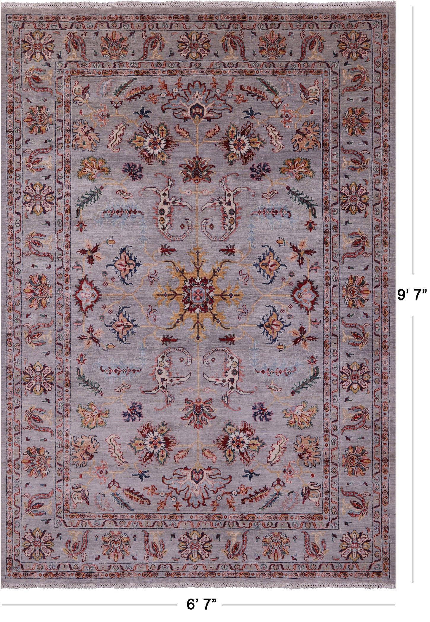 Grey Persian Tabriz Hand Knotted Wool Rug - 6' 7" X 9' 7" - Golden Nile