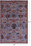 Blue Persian Fine Serapi Hand Knotted Wool Rug - 5' 8" X 8' 11" - Golden Nile