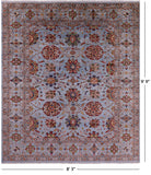 Blue Peshawar Hand Knotted Wool Rug - 8' 3" X 9' 9" - Golden Nile