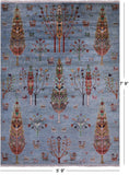 Blue Tribal Persian Gabbeh Hand Knotted Wool Rug - 5' 9" X 7' 9" - Golden Nile