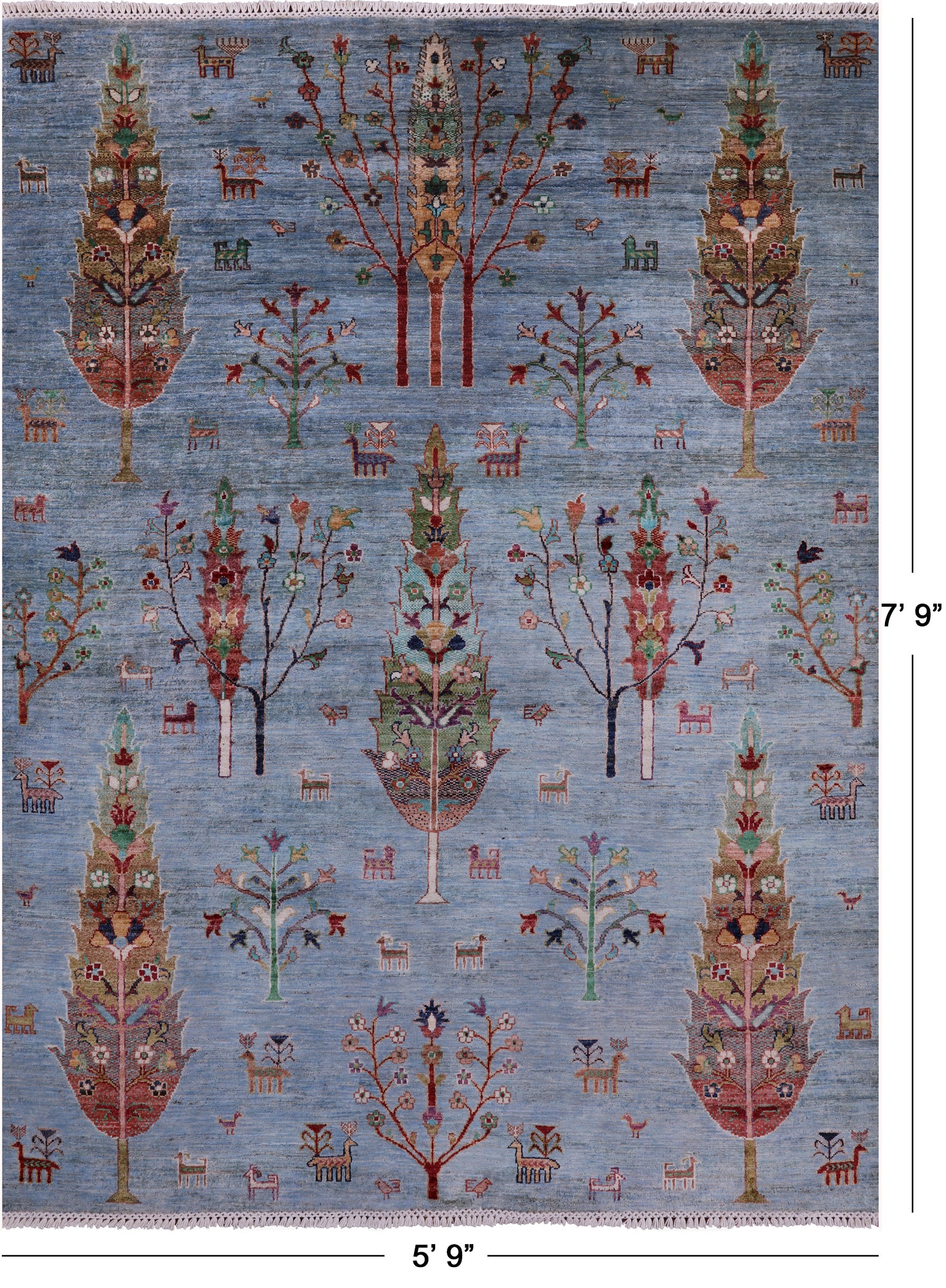 Blue Tribal Persian Gabbeh Hand Knotted Wool Rug - 5' 9" X 7' 9" - Golden Nile