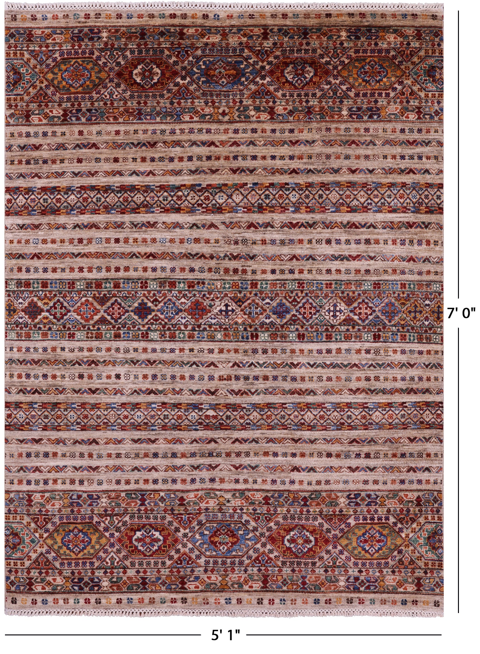 Khorjin Persian Gabbeh Hand Knotted Wool Rug - 5' 1" X 7' 0" - Golden Nile