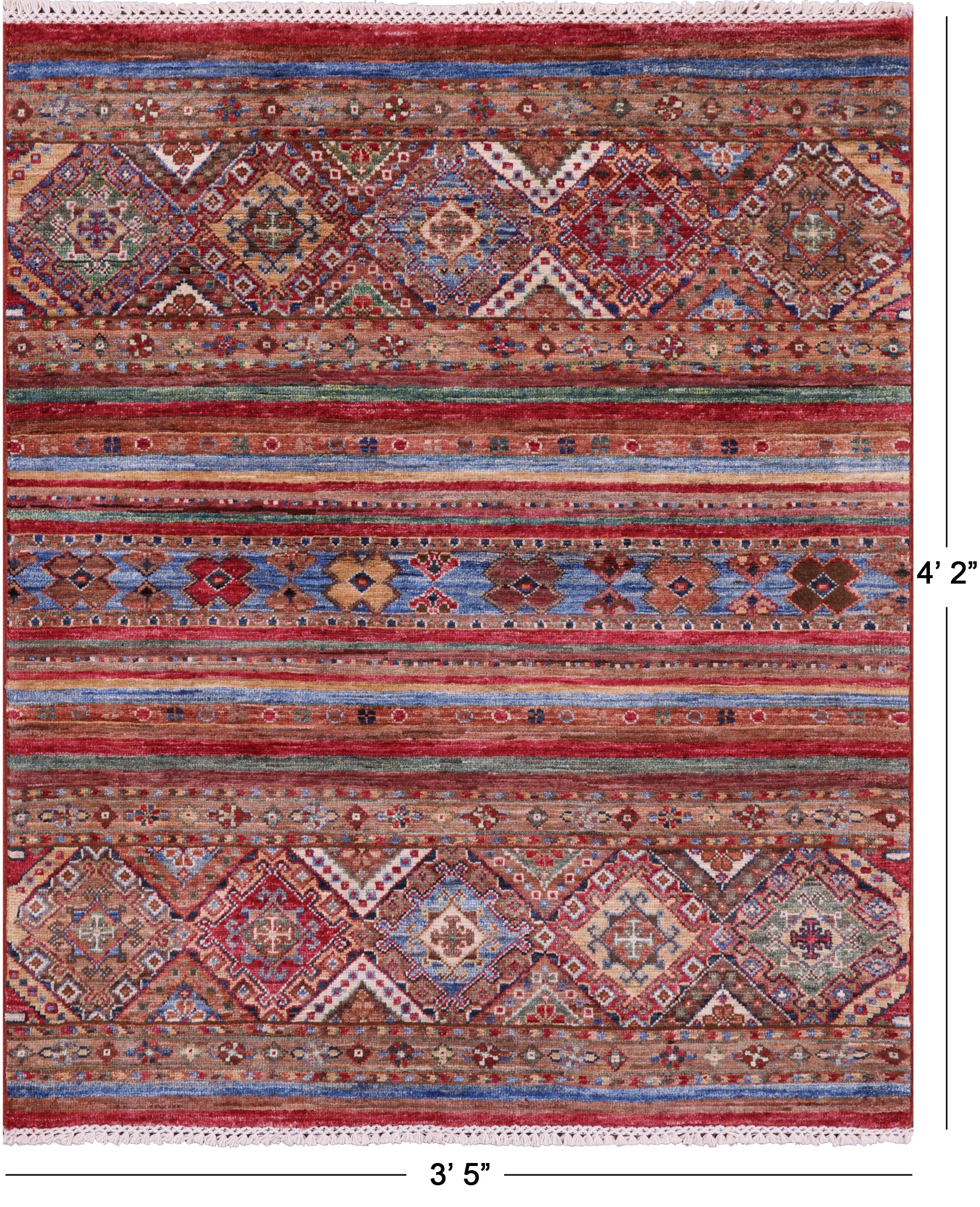 Khorjin Persian Gabbeh Hand Knotted Wool Rug - 3' 5" X 4' 2" - Golden Nile