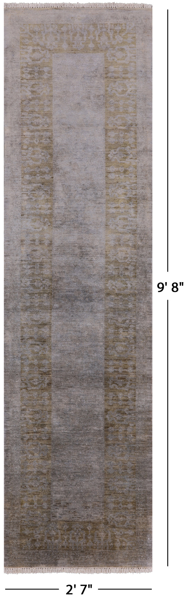 Overdyed Hand Knotted Full Pile Wool Runner Rug - 2' 7" X 9' 8" - Golden Nile