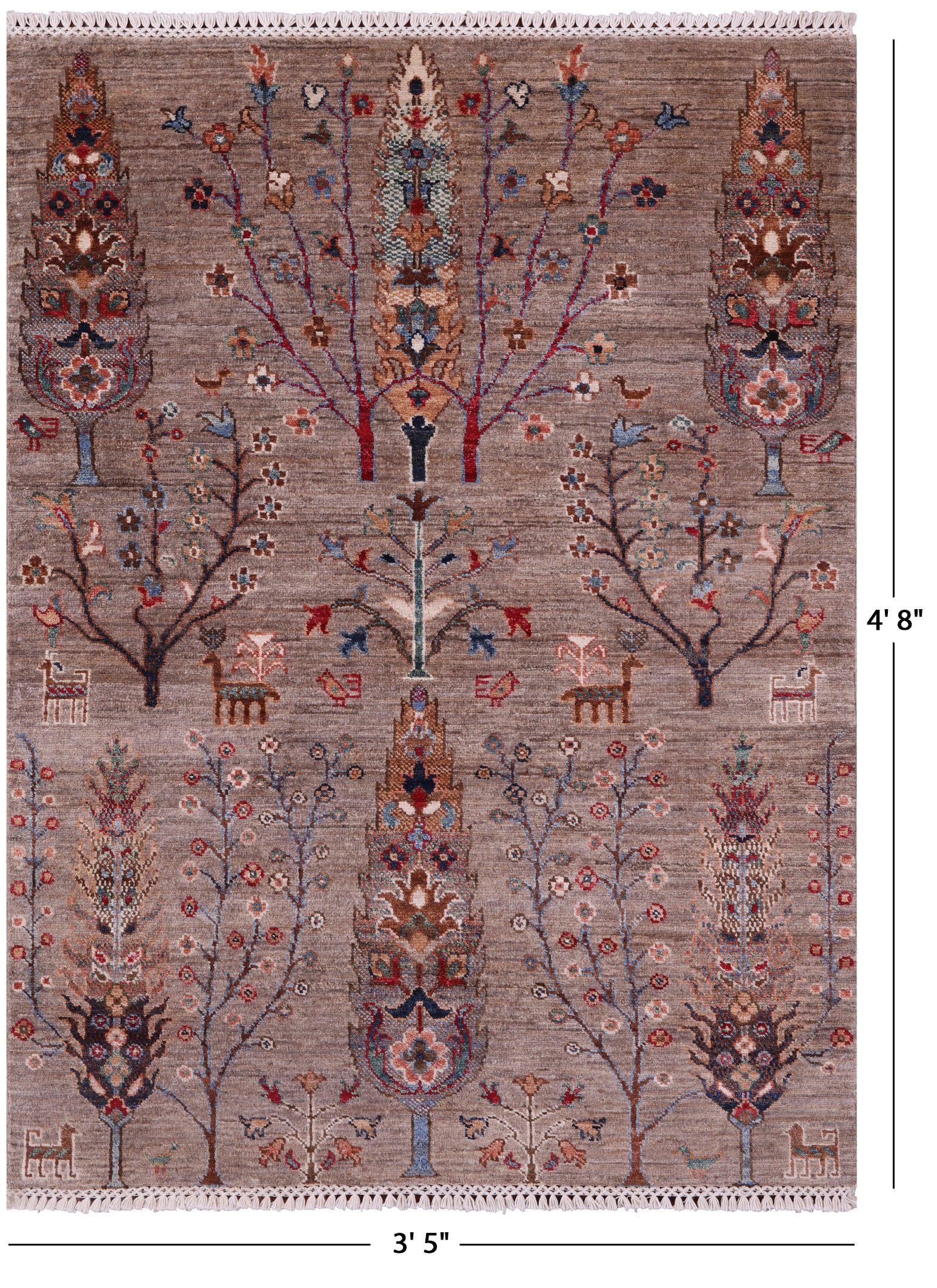 Tribal Persian Gabbeh Hand Knotted Wool Rug - 3' 5" X 4' 8" - Golden Nile