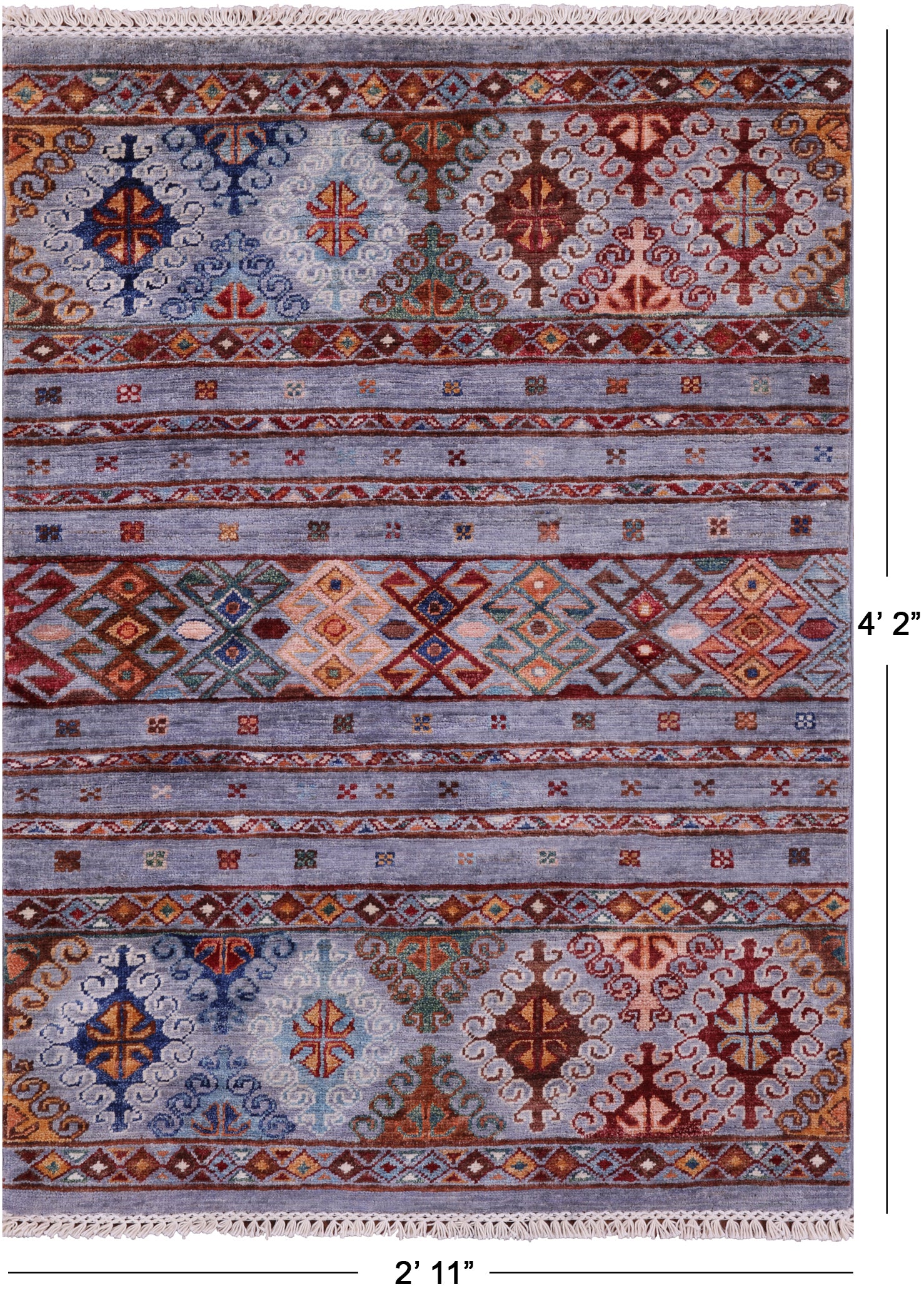 Grey Khorjin Persian Gabbeh Hand Knotted Wool Rug - 2' 11" X 4' 2" - Golden Nile