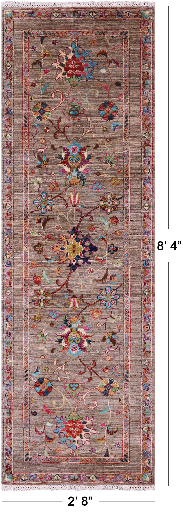 Peshawar Hand Knotted Wool Runner Rug - 2' 8" X 8' 4" - Golden Nile