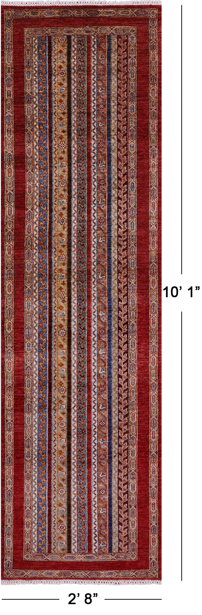 Shall Persian Gabbeh Hand Knotted Wool Runner Rug - 2' 8" X 10' 1" - Golden Nile