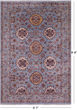 Blue Persian Tabriz Hand Knotted Wool Rug - 6' 7" X 9' 8" - Golden Nile