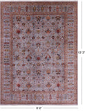 Grey Peshawar Hand Knotted Wool Rug - 9' 0" X 12' 2" - Golden Nile