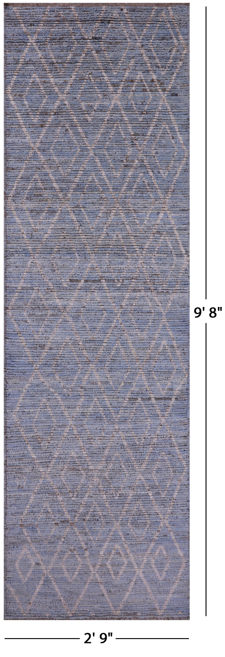 Blue Tribal Moroccan Handmade Wool Runner Rug - 2' 9" X 9' 8" - Golden Nile