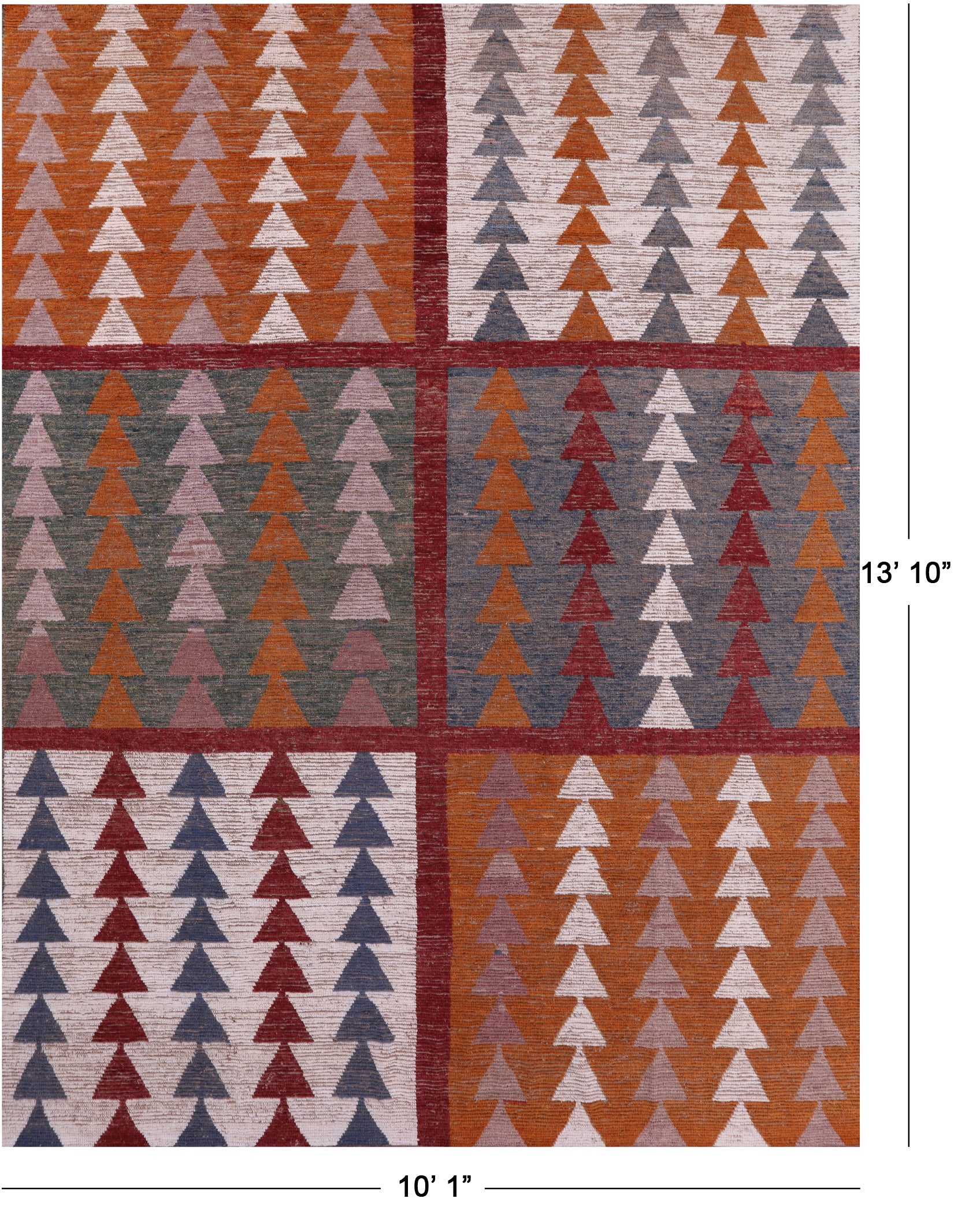 Tribal Moroccan Hand Knotted Wool On Wool Rug - 10' 1" X 13' 10" - Golden Nile