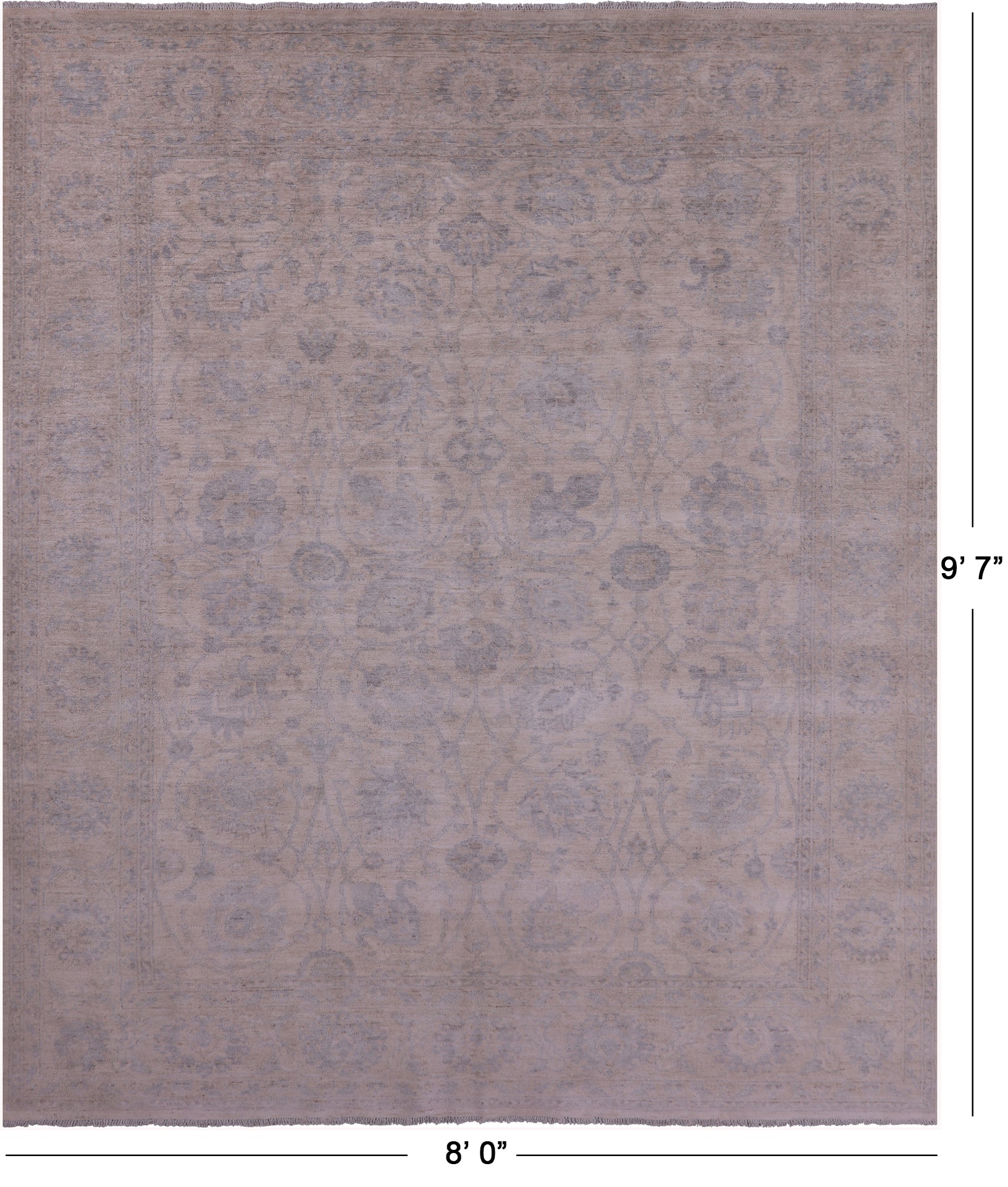 Ivory Turkish Oushak Hand Knotted Wool Rug - 8' 0" X 9' 7" - Golden Nile