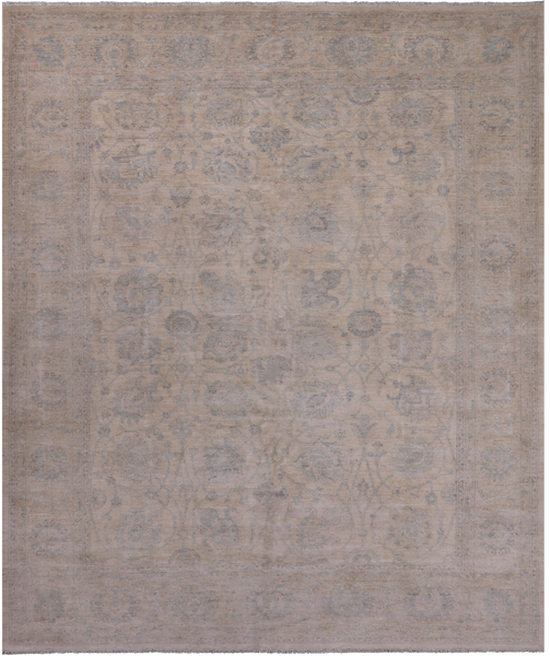 Ivory Turkish Oushak Hand Knotted Wool Rug - 8' 0" X 9' 7"