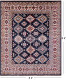 Blue Super Kazak Handmade Wool Rug - 8' 0" X 9' 9" - Golden Nile
