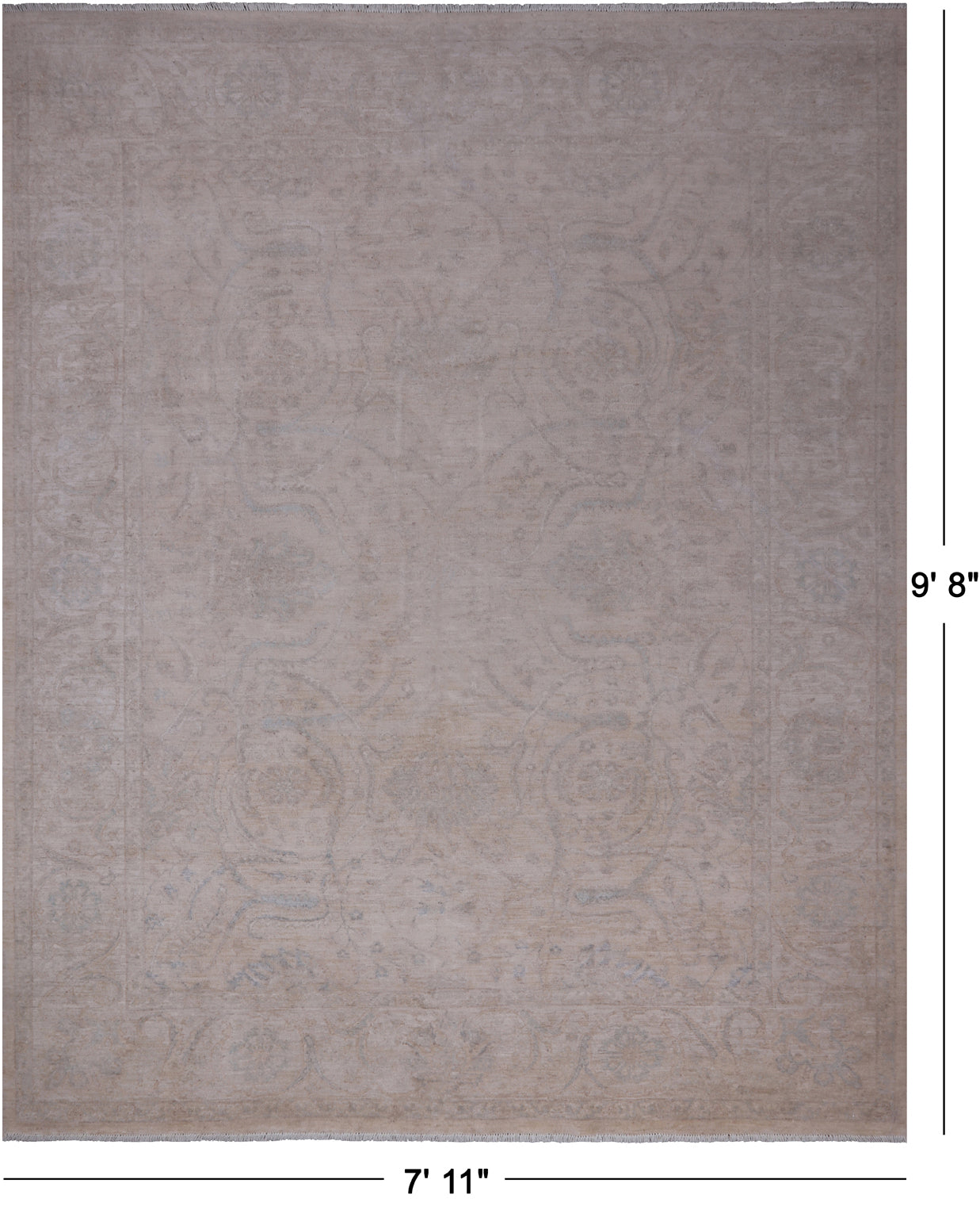 Ivory Turkish Oushak Hand Knotted Wool Rug - 7' 11" X 9' 8"