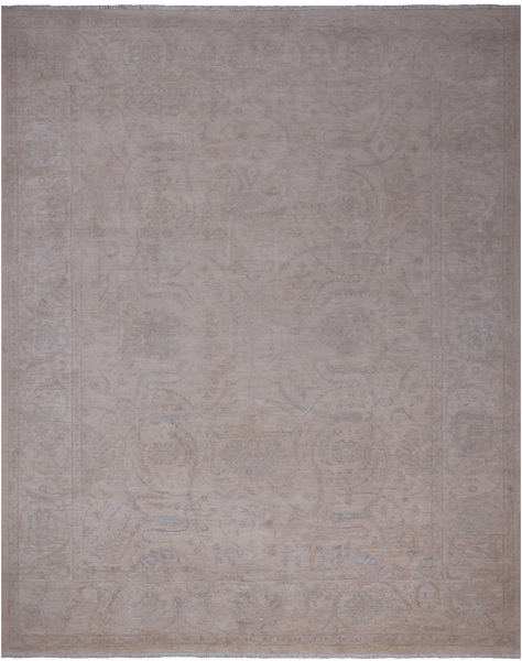 Ivory Turkish Oushak Hand Knotted Wool Rug - 7' 11" X 9' 8"