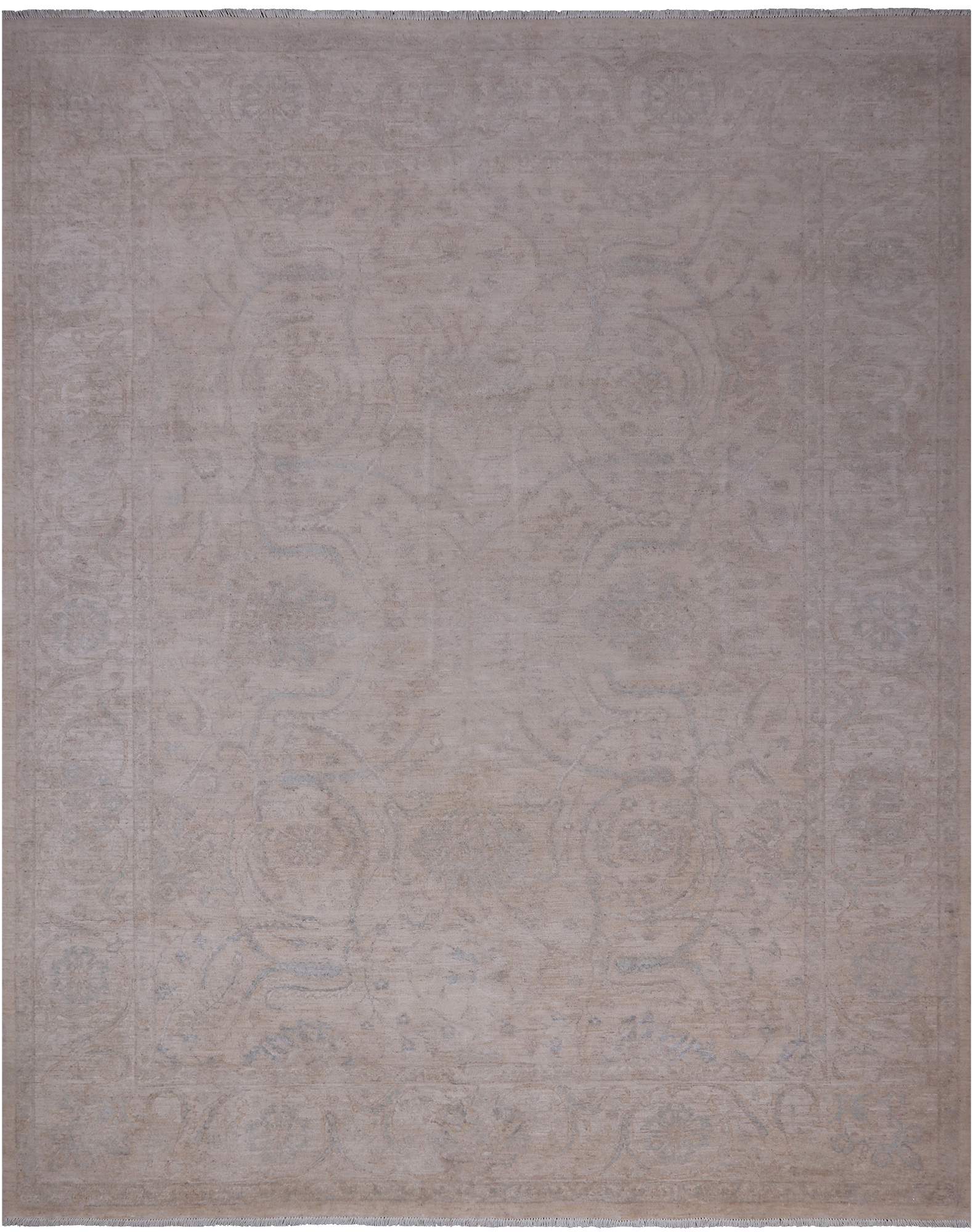 Ivory Turkish Oushak Hand Knotted Wool Rug - 7' 11" X 9' 8"