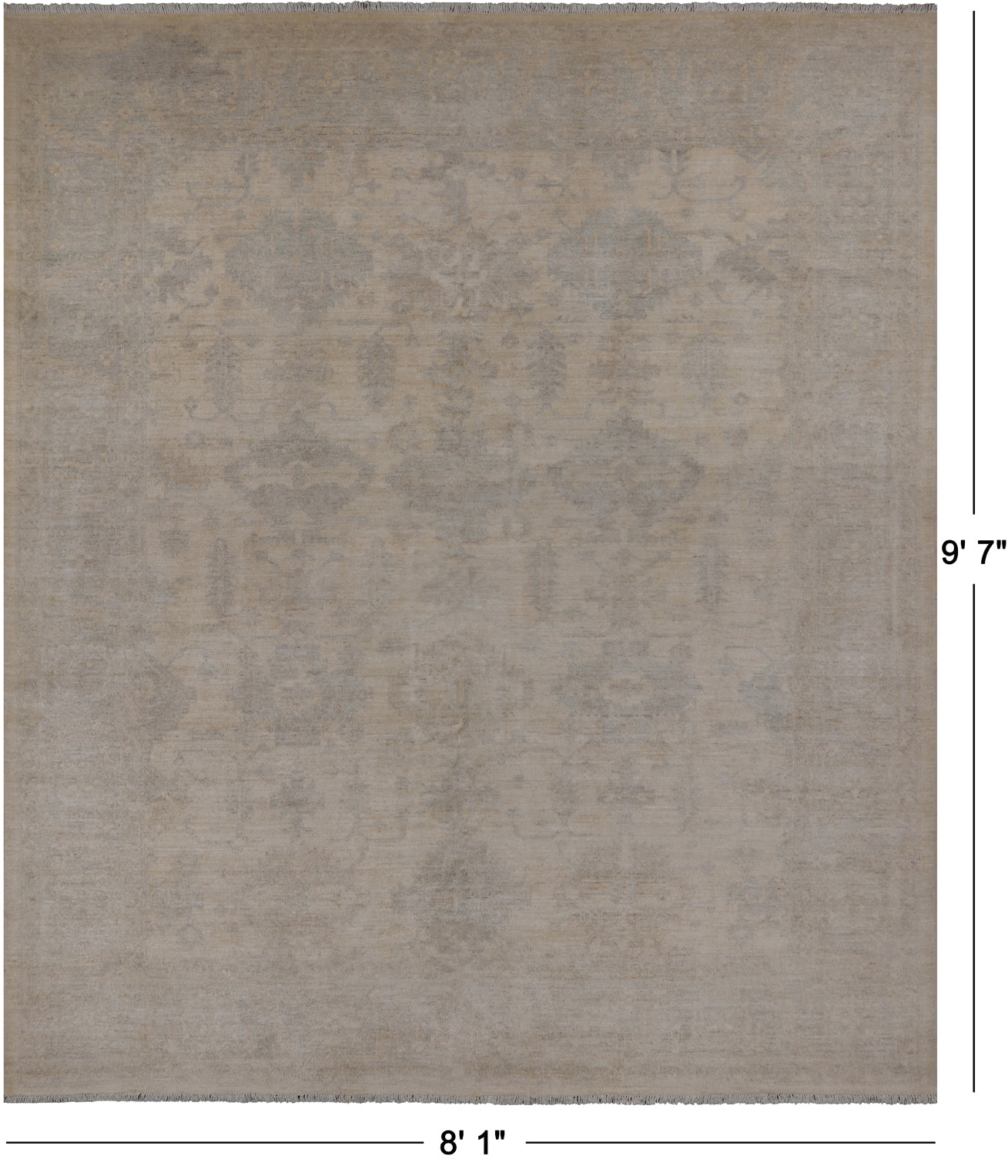 Ivory Turkish Oushak Hand Knotted Wool Rug - 8' 1" X 9' 7"