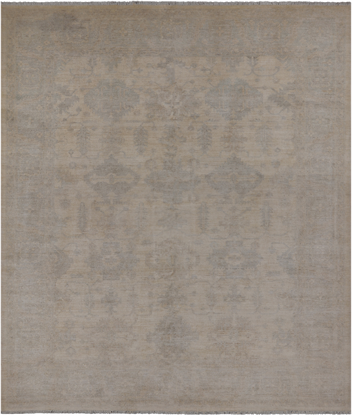 Ivory Turkish Oushak Hand Knotted Wool Rug - 8' 1" X 9' 7"