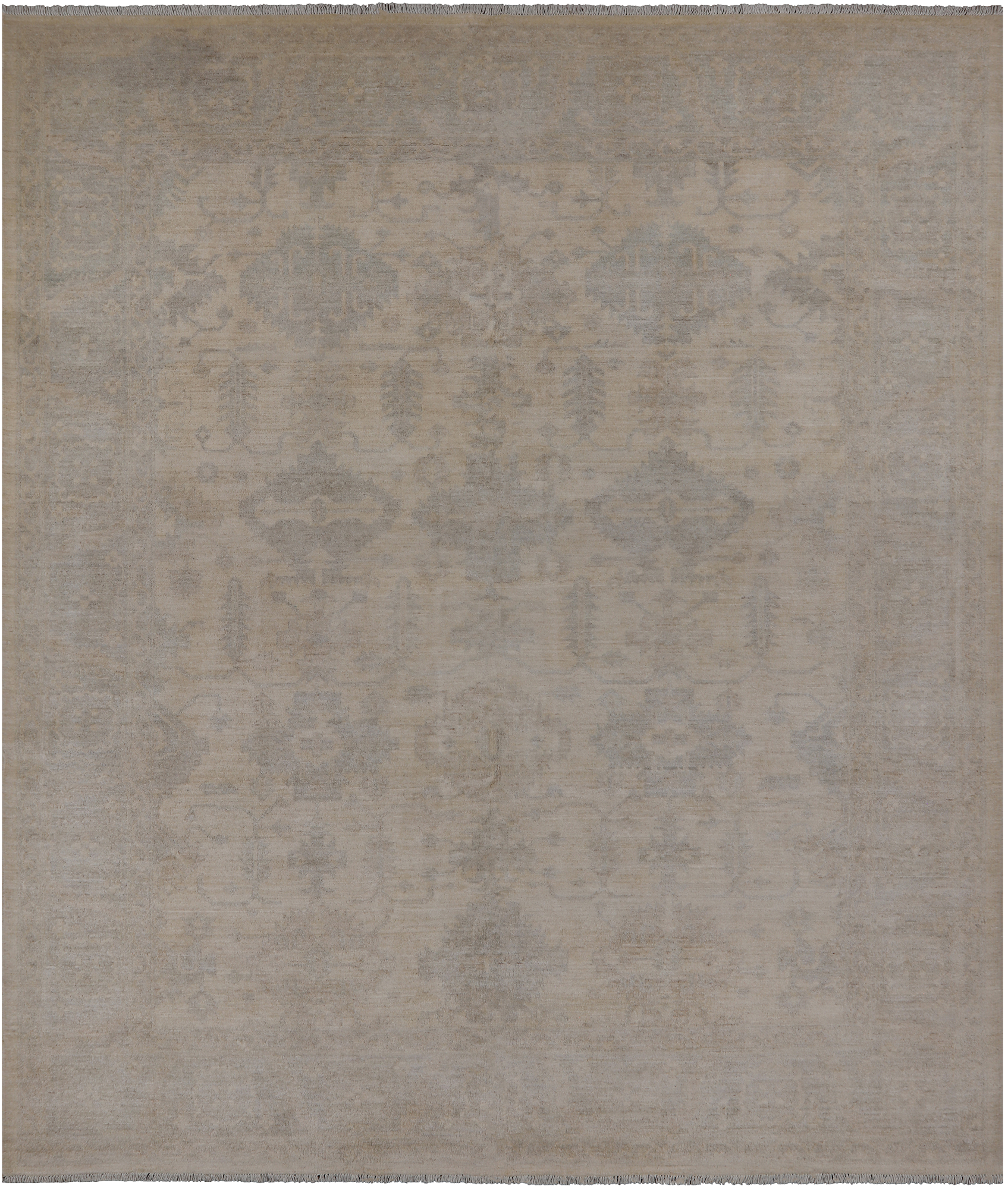 Ivory Turkish Oushak Hand Knotted Wool Rug - 8' 1" X 9' 7"