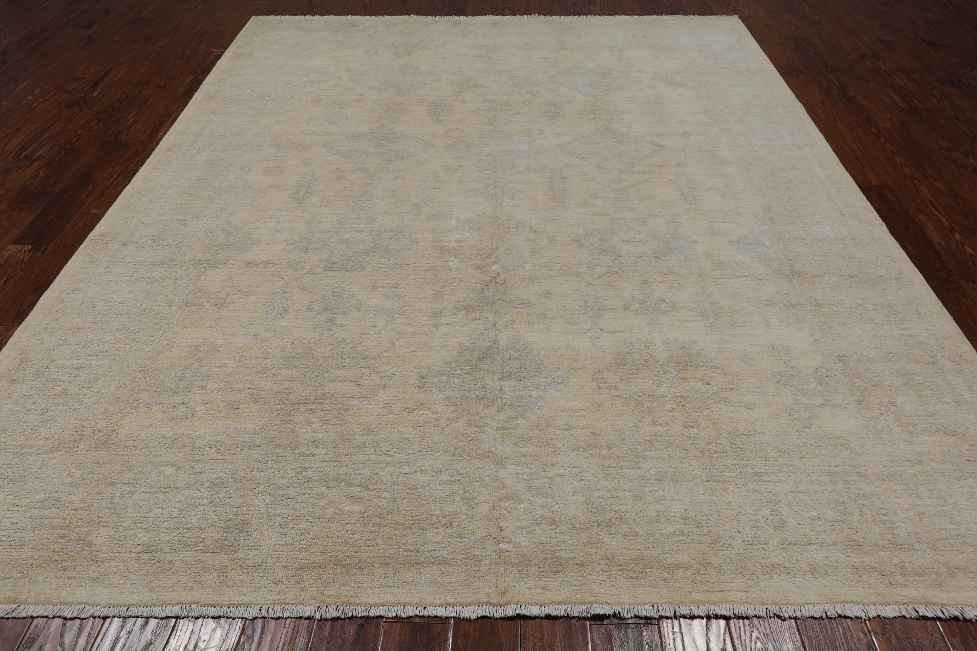 Ivory Turkish Oushak Hand Knotted Wool Rug - 8' 1" X 9' 7"