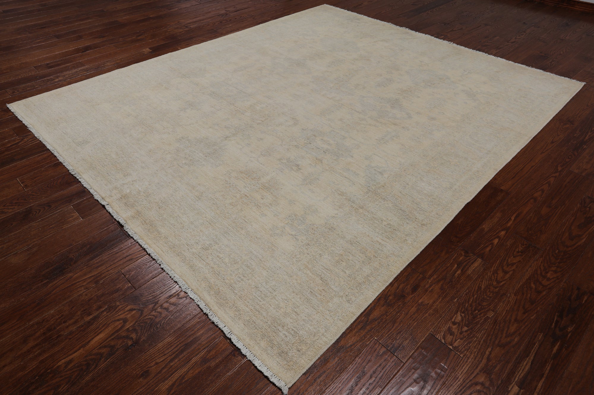 Ivory Turkish Oushak Hand Knotted Wool Rug - 8' 1" X 9' 7"