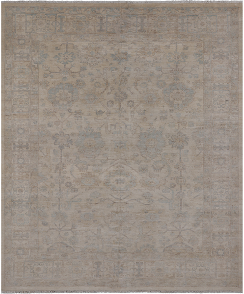 Ivory Turkish Oushak Hand Knotted Wool Rug - 7' 11" X 9' 6"