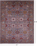 Grey Super Kazak Hand Knotted Wool Rug - 8' 1" X 10' 6" - Golden Nile
