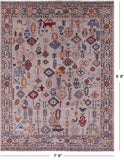 Ivory Persian Fine Serapi Hand Knotted Wool Rug - 7' 9" X 9' 9" - Golden Nile
