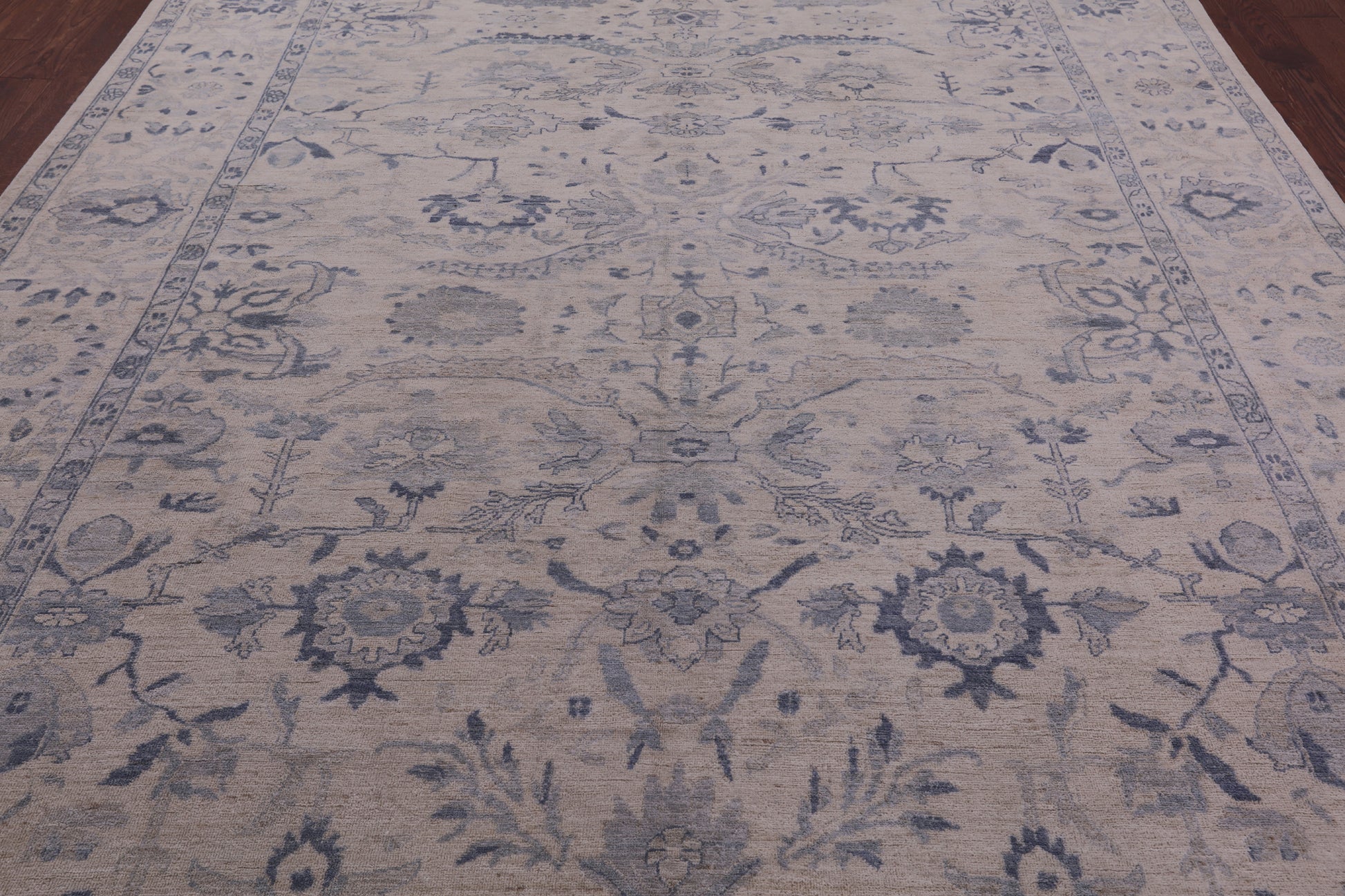 Ivory Turkish Oushak Handmade Wool Rug - 8' 9" X 11' 5" - Golden Nile