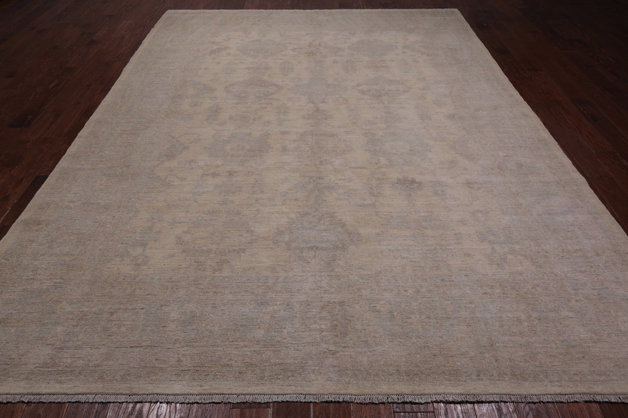 Ivory Turkish Oushak Hand Knotted Wool Rug - 8' 10" X 11' 7"