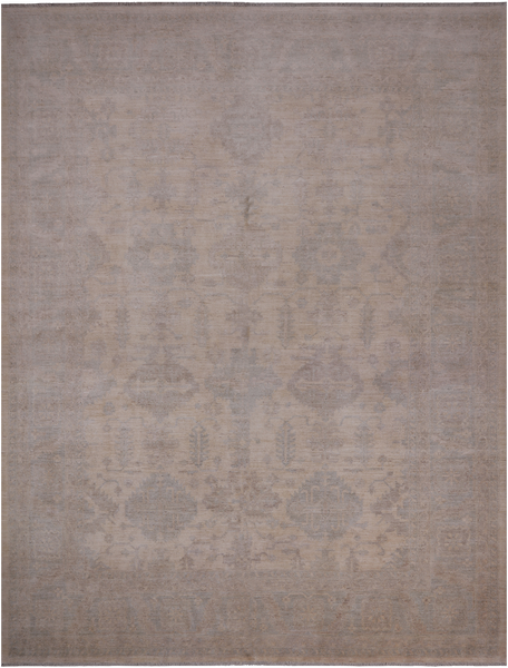 Ivory Turkish Oushak Hand Knotted Wool Rug - 8' 10" X 11' 7"
