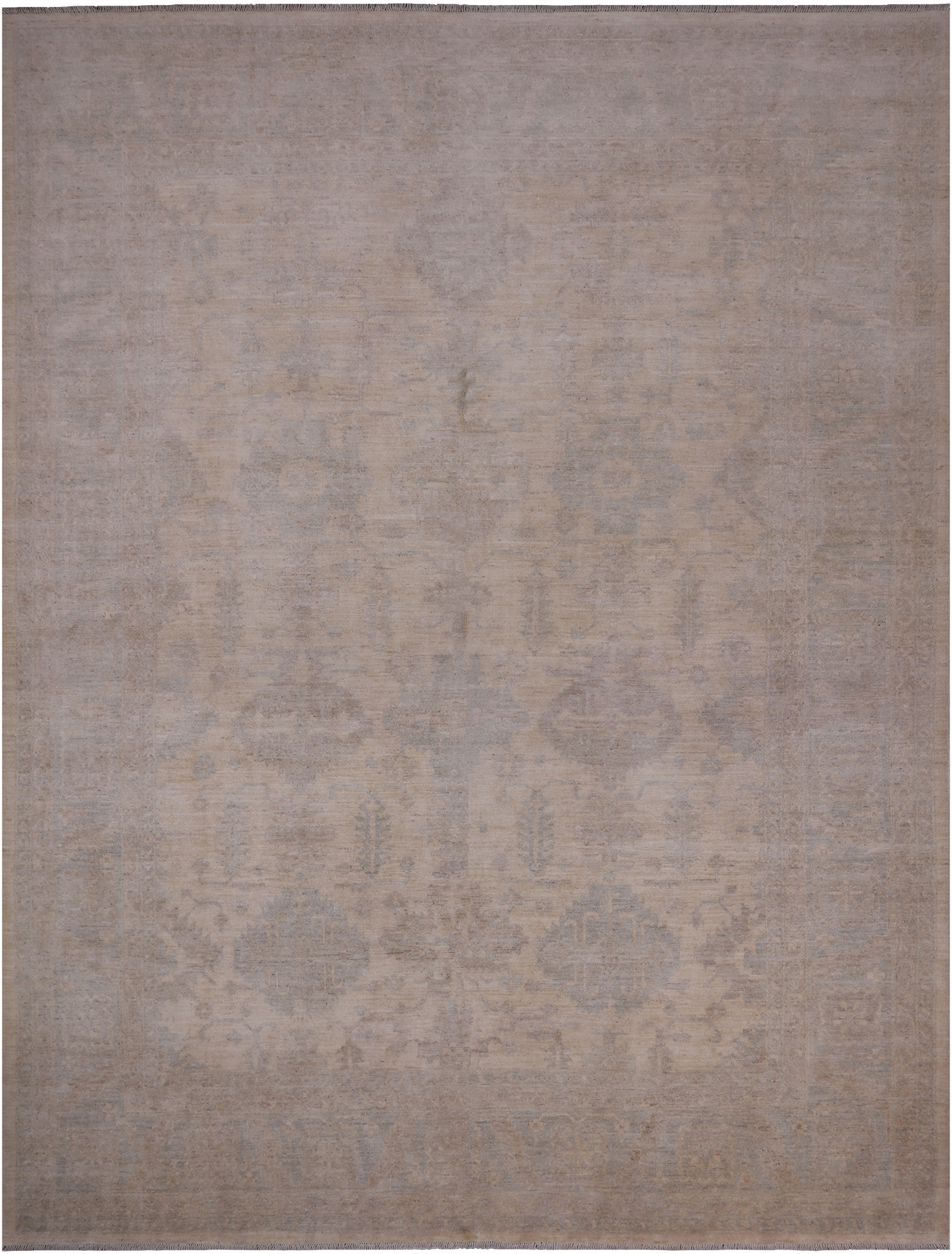 Ivory Turkish Oushak Hand Knotted Wool Rug - 8' 10" X 11' 7"