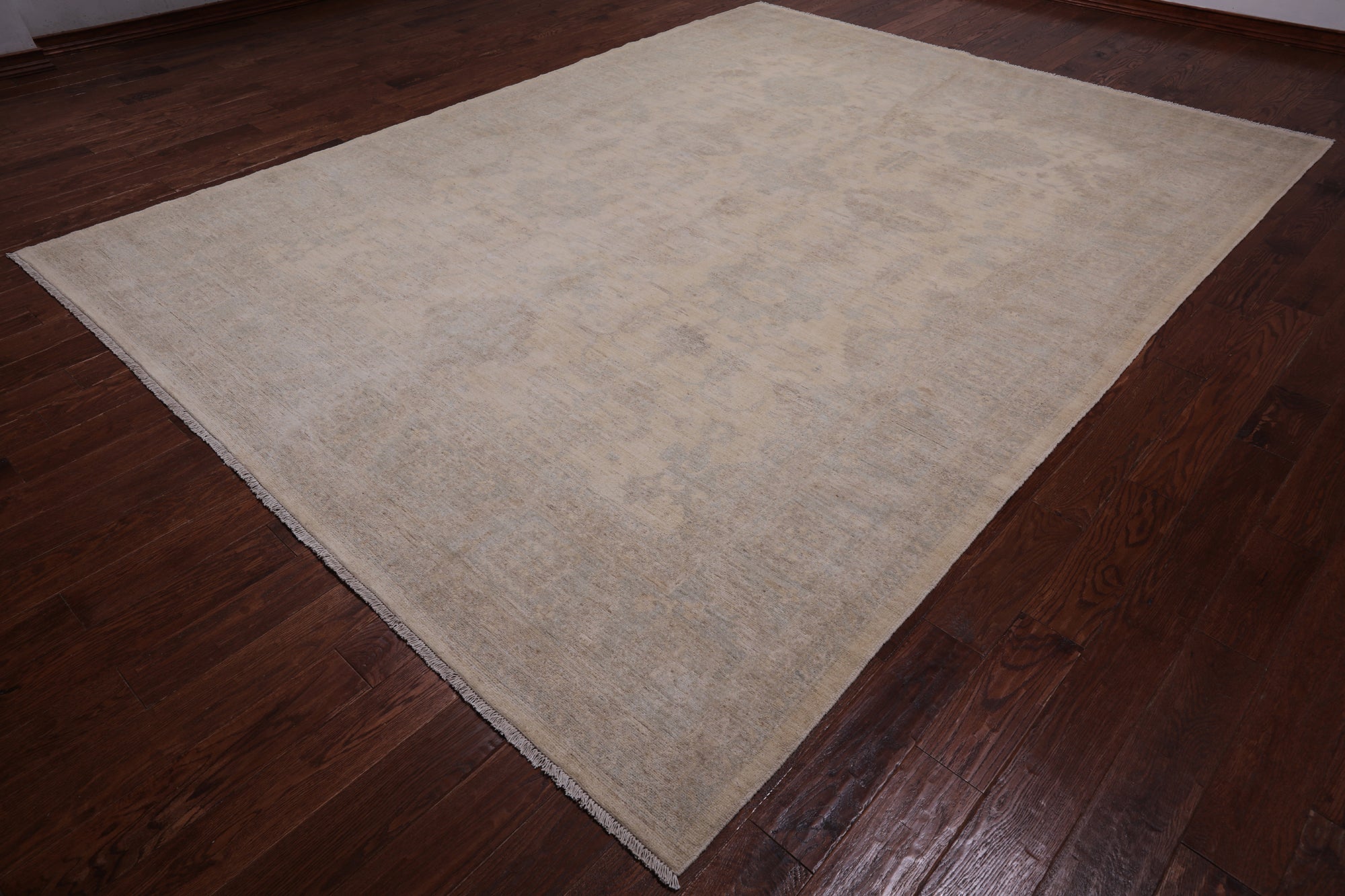 Ivory Turkish Oushak Hand Knotted Wool Rug - 8' 10" X 11' 7"