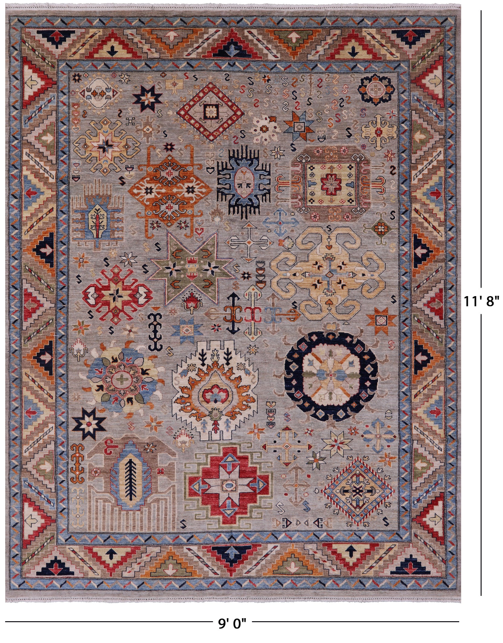 Persian Fine Serapi Handmade Wool Rug - 9' 0" X 11' 8" - Golden Nile