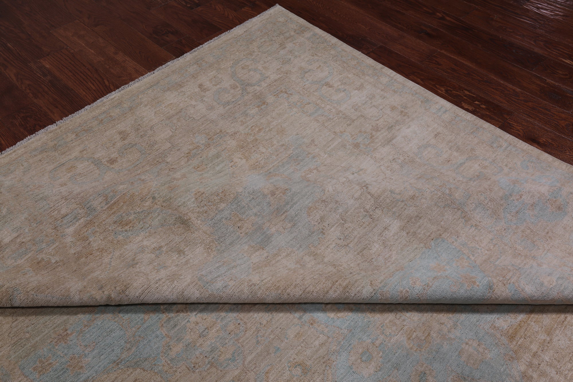 Ivory Turkish Oushak Hand Knotted Wool Rug - 8' 7" X 11' 9"