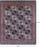 Blue Turkmen Ersari Hand Knotted Wool Rug - 9' 0" X 11' 11" - Golden Nile