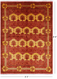 Red William Morris Hand Knotted Wool Area Rug - 6' 3" X 8' 6" - Golden Nile