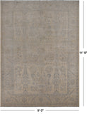 Ivory Turkish Oushak Hand Knotted Wool Rug - 9' 0" X 11' 9"