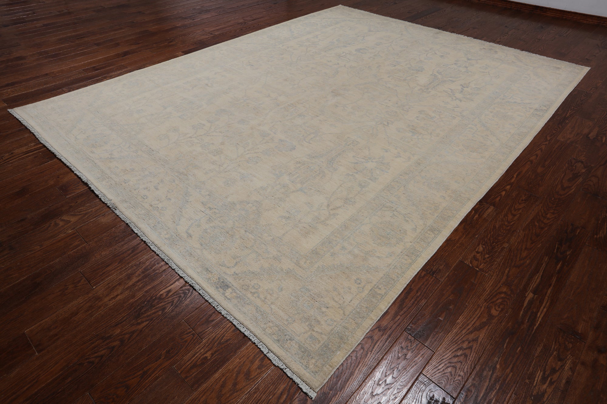 Ivory Turkish Oushak Hand Knotted Wool Rug - 9' 0" X 11' 9"
